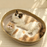Oval Hand-Woven Straw Cat Bed