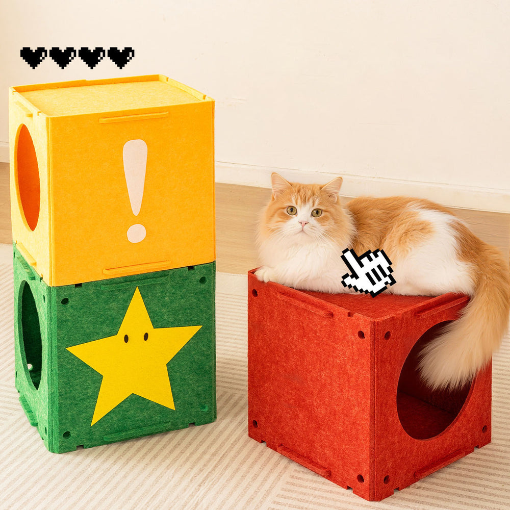 Super Mario Style Modular Felt Cat House
