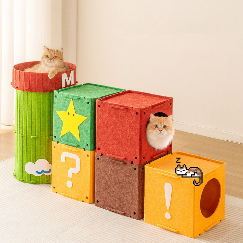 Super Mario Style Modular Felt Cat House